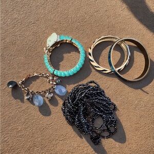 Elegant Turquoise and Gold Elephant Bracelet Bundle Set